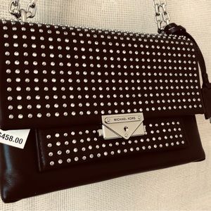NWT Michael Kors Cece Medium Studded Rhinestone Leather Convertible Shoulder Bag